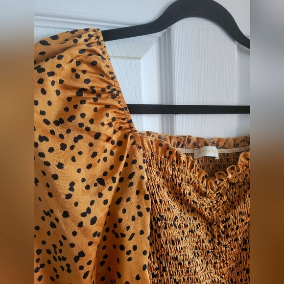 O. Vianca long sleeve leopard print scrunched dress - Picture 7 of 7